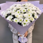 Букет из 9 белых ромашковых хризантем